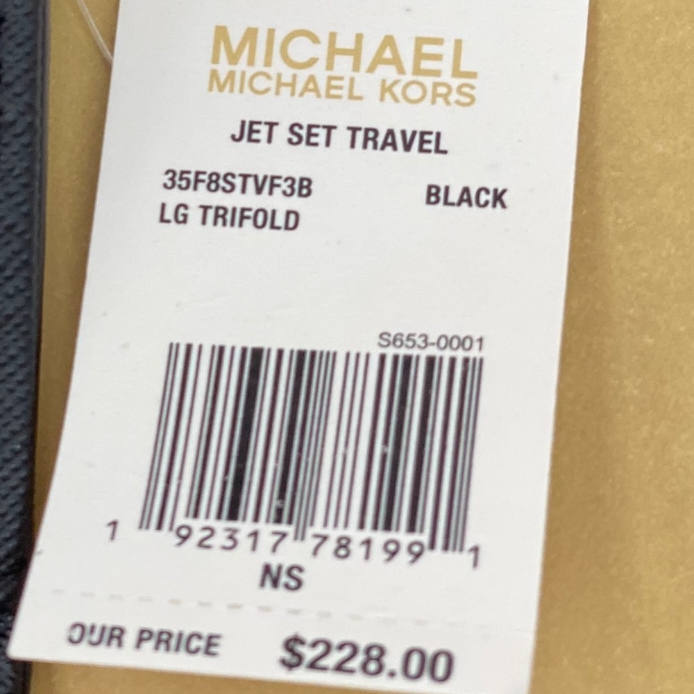Michael Kors Jet Set Travel Trifold Wallet Black - Picture 8 of 11